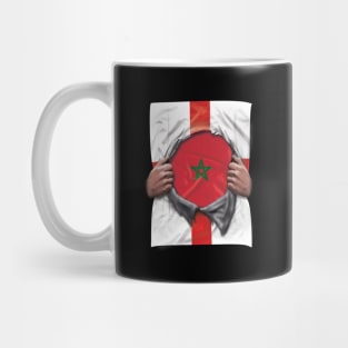 Morocco Flag English Flag Ripped Open - Gift for Moroccan From Morocco Mug